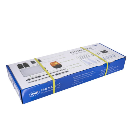 Kit automatizare porti batante PNI MAB300, cu 2 motoare 40W, telecomenzi si panou de control, fotocelule si lampa, lungime poarta 2 x 2.5m max, greutate poarta 200Kg
