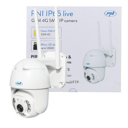 Kit camera supraveghere video PNI IP65 live PTZ 5MP, GSM 4G + Panou solar fotovoltaic PNI PSF6020A