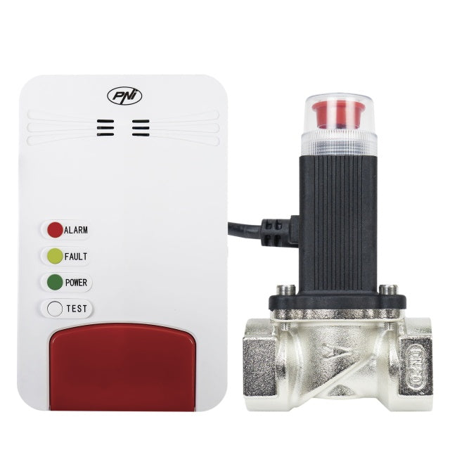 Kit senzor gaz inteligent si electrovalva PNI Safe House Smart Gas 300 WiFi cu alertare sonora, aplicatie de mobil Tuya Smart, integrare in scenarii si automatizari smart cu alte produse compatibile
