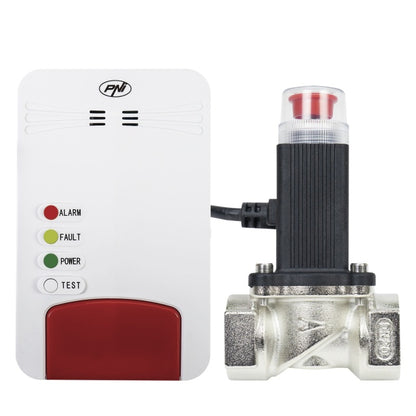 Kit senzor gaz inteligent si electrovalva PNI Safe House Smart Gas 300 WiFi cu alertare sonora, aplicatie de mobil Tuya Smart, integrare in scenarii si automatizari smart cu alte produse compatibile