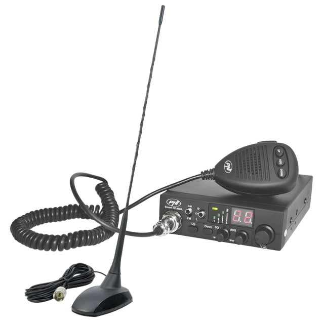 Kit Statie radio CB PNI ESCORT HP 8000L ASQ + Antena CB PNI Extra 48 cu magnet
