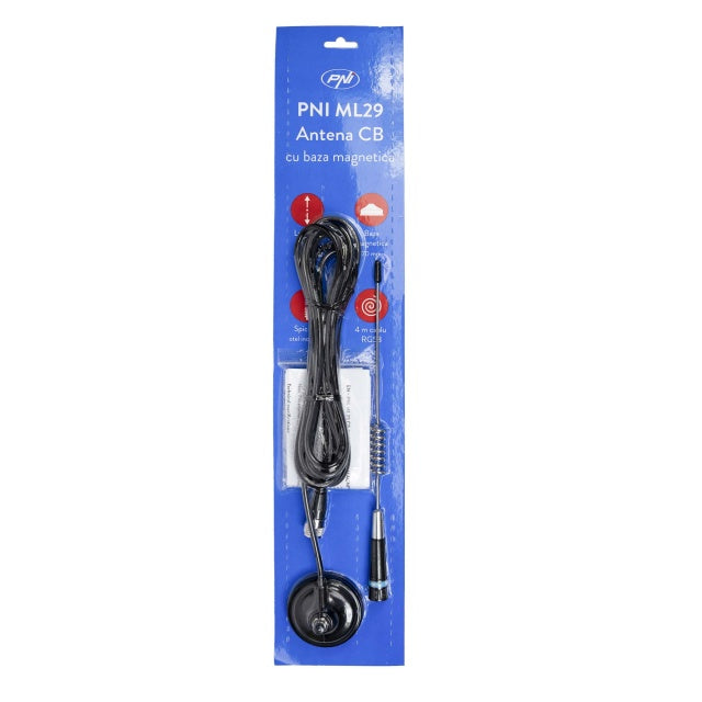 Kit Statie radio CB TTi TCB-900 EVO + Antena CB PNI ML29, lungime 34 cm