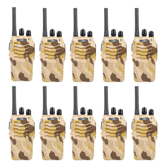 Kit statii radio portabile PNI PMR R40 CAMO, set cu 10 buc, 0.5W, 16 PMR, acumulatori 1200mAh cu incarcatoare si casti incluse