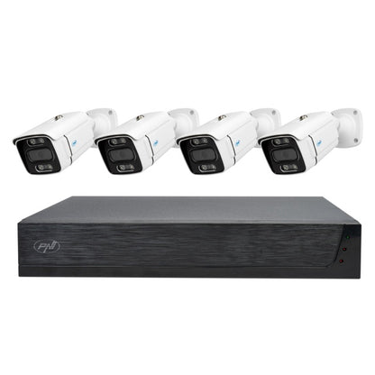 Kit supraveghere video PNI House IPMAX POE 3LR, NVR cu 4 porturi POE si 10 in retea, ONVIF si 4 camere cu IP 3MP, de exterior, Power over Ethernet, detectie chip, detectie miscare, 4 cabluri, alimenta