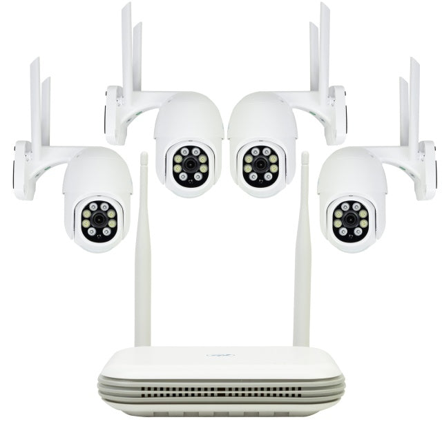 Kit supraveghere video wireless PNI House WiFi800 NVR si 4 camere PNI IP840 de exterior, 8MP, 4K, IP65