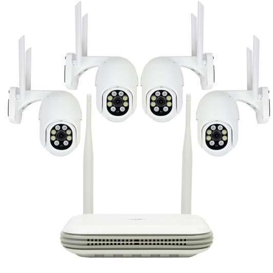 Kit supraveghere video wireless PNI House WiFi800 NVR si 4 camere PNI IP840 de exterior, 8MP, 4K, IP65