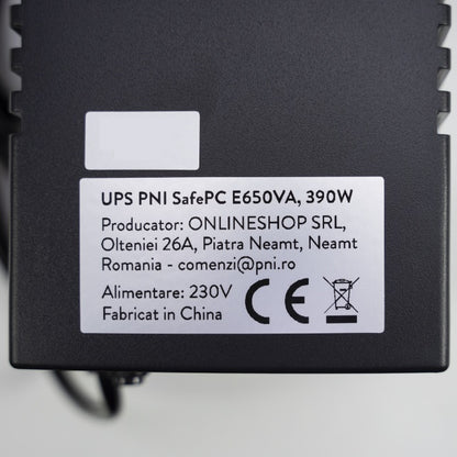 Kit UPS PNI SafePC E650VA, putere 390W, 1.8A, iesire 2 x 230V, ecran LCD acumulator 7.2A inclus + Cadou Sticky Pad Blue
