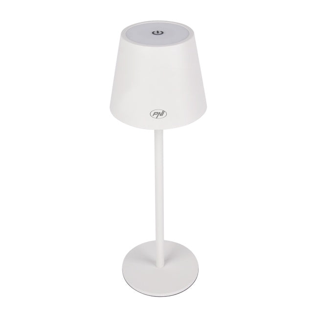 Lampa de masa PNI LT04W cu LED 2.5W, acumulator 1200 mAh, incarcare prin USB-C, 150 lumeni, lumina alba calda 3000K, culoare Alb