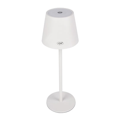 Lampa de masa PNI LT04W cu LED 2.5W, acumulator 1200 mAh, incarcare prin USB-C, 150 lumeni, lumina alba calda 3000K, culoare Alb