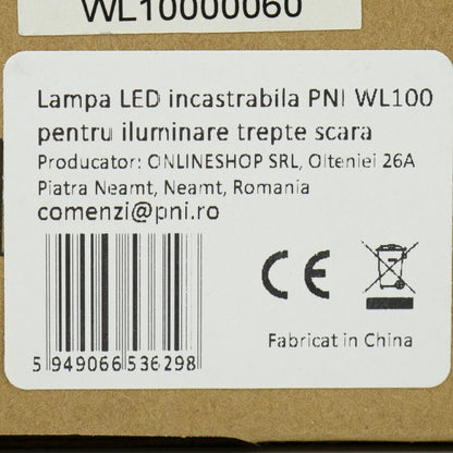 Lampa LED PNI WL100 pentru iluminare trepte scara, montaj incastrat, cu senzor de miscare, senzor de lumina, culoare lumina reglabila, intensitate lumina reglabila, mod noapte, mod zi, 1.5W, 150 lm