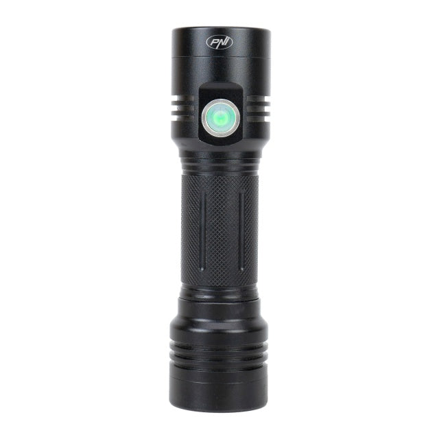 Lanterna dubla PNI Adventure F200 din aluminiu cu LED, acumulator 4000mAh si port micro USB, 3 LED-uri cu deschidere mare si unul cu focus, ambele au 3 niveluri de putere