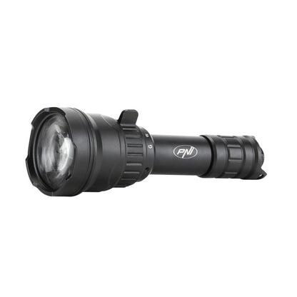 Lanterna PNI Adventure F300 cu LED in 3 culori, alb, rosu, verde, IP68 waterproof, distanta 500 m, flux luminos 540 lm, acumulator 18650 3000mAh inclus, incarcator pentru acumulator inclus, functie zo