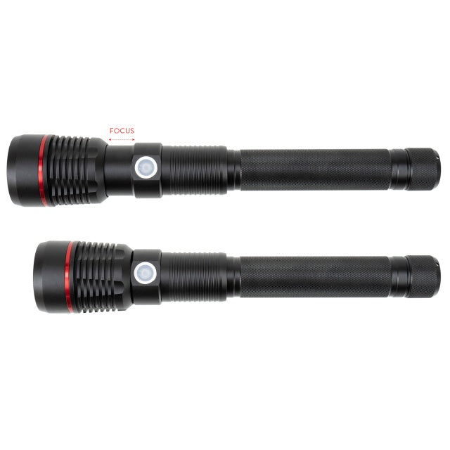 Lanterna PNI Adventure F450 din aluminiu cu focus si functie BOOST, led 20 W, 1500 lm pana la 450 m, IPX5, power bank cu iesire USB, incarcare prin micro USB, acumulator 4400 mAh inclus, functioneaza