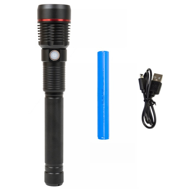 Lanterna PNI Adventure F450 din aluminiu cu focus si functie BOOST, led 20 W, 1500 lm pana la 450 m, IPX5, power bank cu iesire USB, incarcare prin micro USB, acumulator 4400 mAh inclus, functioneaza