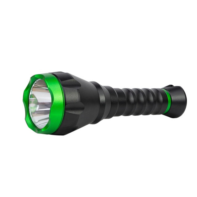 Lanterna PNI Adventure F750 Green Light din aluminiu, LED 10W, 500 lm, pana la 850 m, IP44, acumulator 4000mAh inclus, incarcare prin USB Type-C, lumina verde perfecta la vanatoare