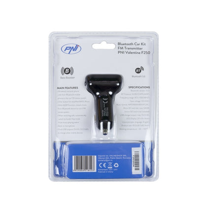 Modulator FM PNI Valentine F250 Bluetooth 5.0, MP3 player, transmitator FM, slot micro SD, port USB dual, incarcare rapida dispozitive mobile, buton super bass