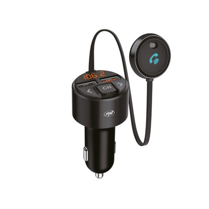 Modulator FM PNI Valentine V880 cu microfon, Bluetooth 5.0, MP3 player, transmitator FM, port USB dual, incarcare rapida dispozitive mobile prin QC3.0, compatibil cu Siri si Google Assistant