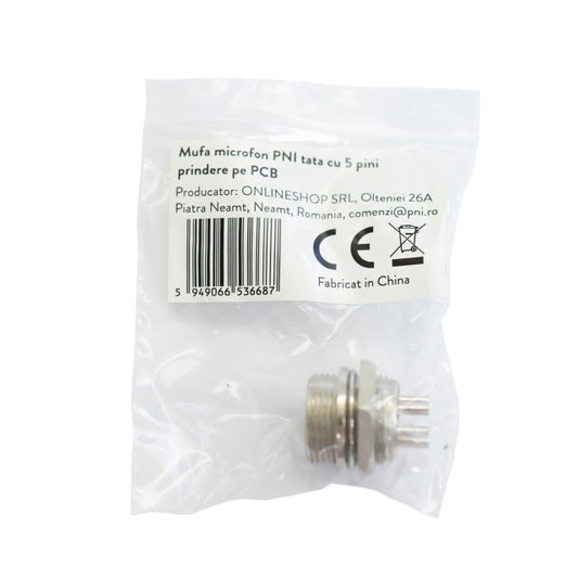 Mufa microfon PNI tata cu 5 pini prindere pe PCB