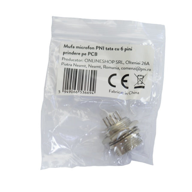 Mufa microfon PNI tata cu 6 pini prindere pe PCB