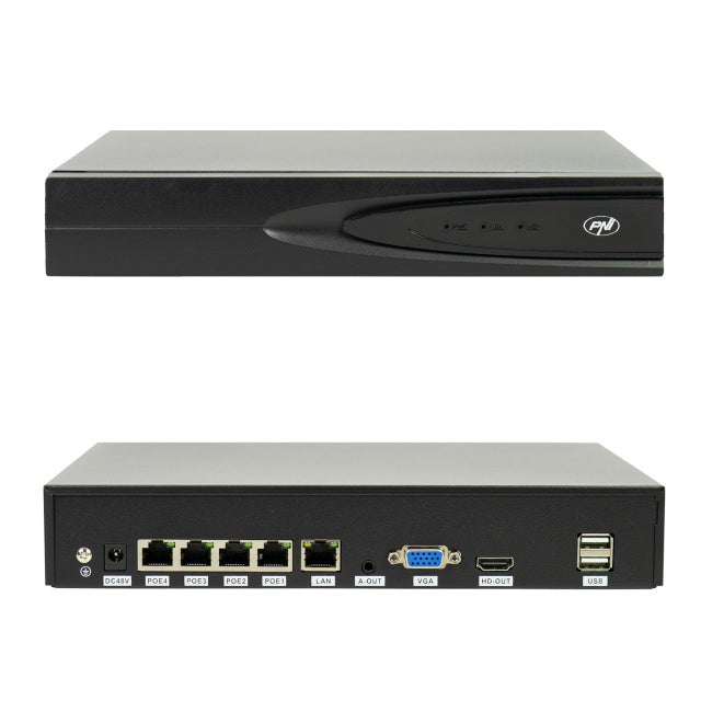 NVR POE PNI House IP810 cu 10 canale 4K 8MP, 4 canale POE si 6 canale IP functii AI