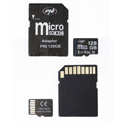 Pachet 2 bucati Card de memorie MicroSD PNI 128GB Clasa 10, 80 Mb/s, V30 cu adaptoare SD incluse