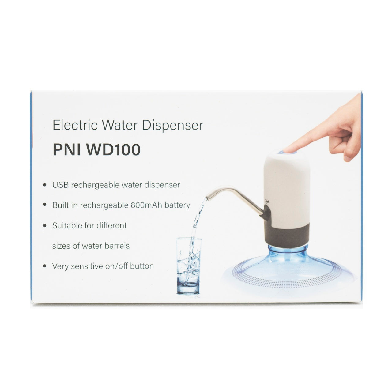 Pachet 2 bucati pompa electrica pentru bidon de apa PNI WD100 incarcare prin USB-C, acumulator 800 mAh, putere 4W