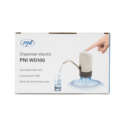 Pachet 2 bucati pompa electrica pentru bidon de apa PNI WD100 incarcare prin USB-C, acumulator 800 mAh, putere 4W