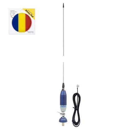 Pachet Antena CB Sirio SUPER 9 cu fluture, lungime 155 cm si Sticky Pad Drapel inclus