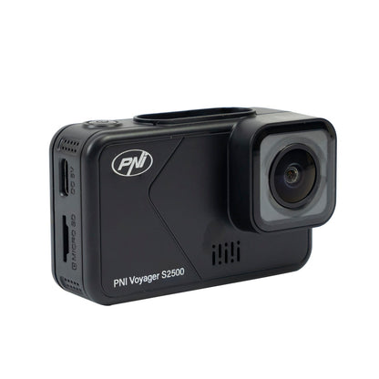 Pachet Camera auto DVR PNI Voyager S2500, WiFi, 4K UHD, ecran 2 inch si card de memorie microSD 128GB inclus