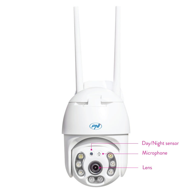 Pachet Camera supraveghere video PNI IP65 live PTZ 5MP, GSM 4G + Card de memorie MicroSD PNI 128GB cu adaptor SD
