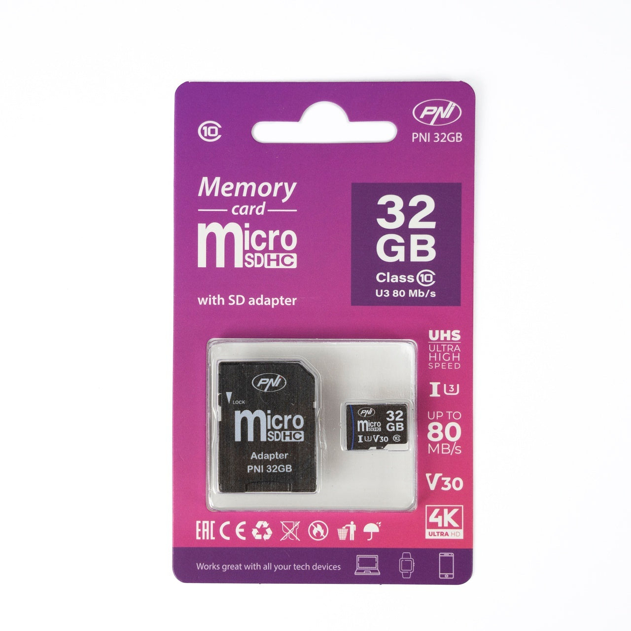 Pachet Camera vanatoare PNI Hunting 480C PRO, 24MP, cu Internet 4G, GPS + Card de memorie MicroSD PNI 32GB cu adaptor SD