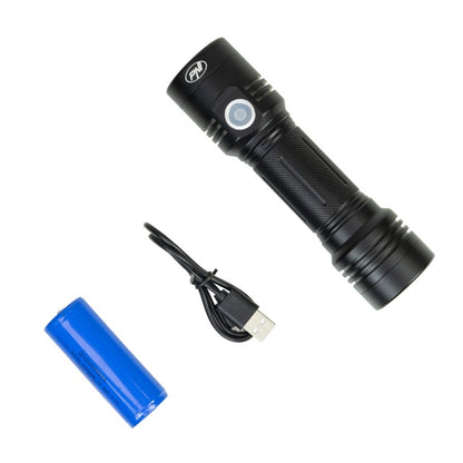 Pachet lanterna dubla PNI Adventure F200 din aluminiu cu LED, acumulator 4000mAh, 3 LED-uri cu deschidere mare si unul cu focus si alimentator PNI CHG300 cu port USB C, QC3.0, PD3.0, PPS si port USB-A