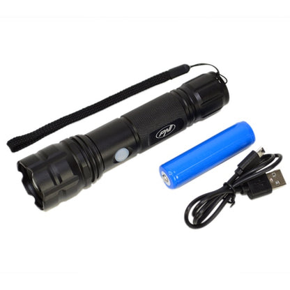 Pachet lanterna PNI Adventure F10 din aluminiu cu LED 6W, 500lm pana la 200m focus, cu acumulator si alimentator PNI CHG300 cu port USB C, QC3.0, PD3.0, PPS si port USB-A, 30W