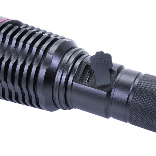 Pachet lanterna PNI Adventure F420 din aluminiu cu LED 10W, 1000lm, pana la 420m, cu 2 acumulatori inclusi, 8000 mAh tip 26650 si alimentator PNI CHG300 cu port USB C, QC3.0, PD3.0, PPS si port USB-A,