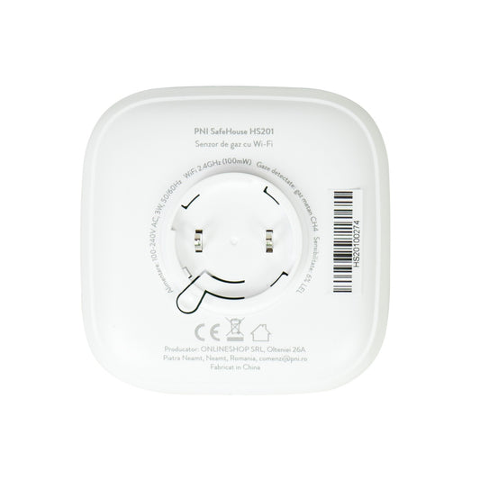 Pachet senzor de gaz metan (CH4) PNI SafeHouse HS201 cu Wi-Fi, Tuya Smart si Sticky Pad Drapel inclus