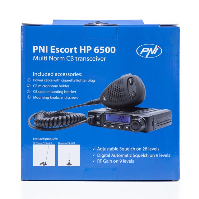 Pachet Statie radio CB PNI Escort HP 6500 ASQ + Antena CB PNI ML100