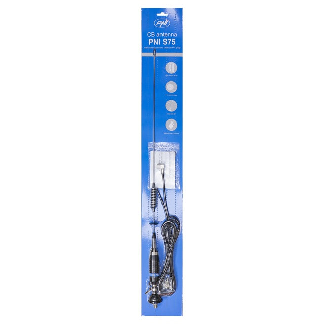 Pachet Statie radio CB PNI ESCORT HP 6500 ASQ, RF Gain, 4W, 12V + Antena CB PNI S75 cu cablu si montura fixa 7-9KM