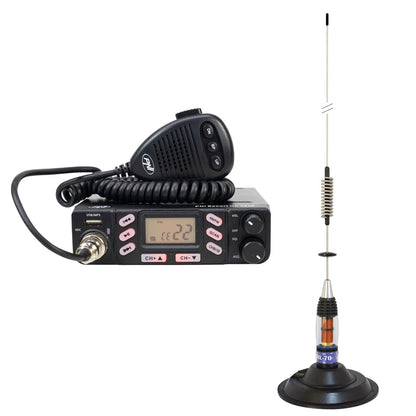 Pachet Statie radio CB PNI Escort HP 6800 ASQ, 12/24 V cu antena CB PNI ML70 cu magnet