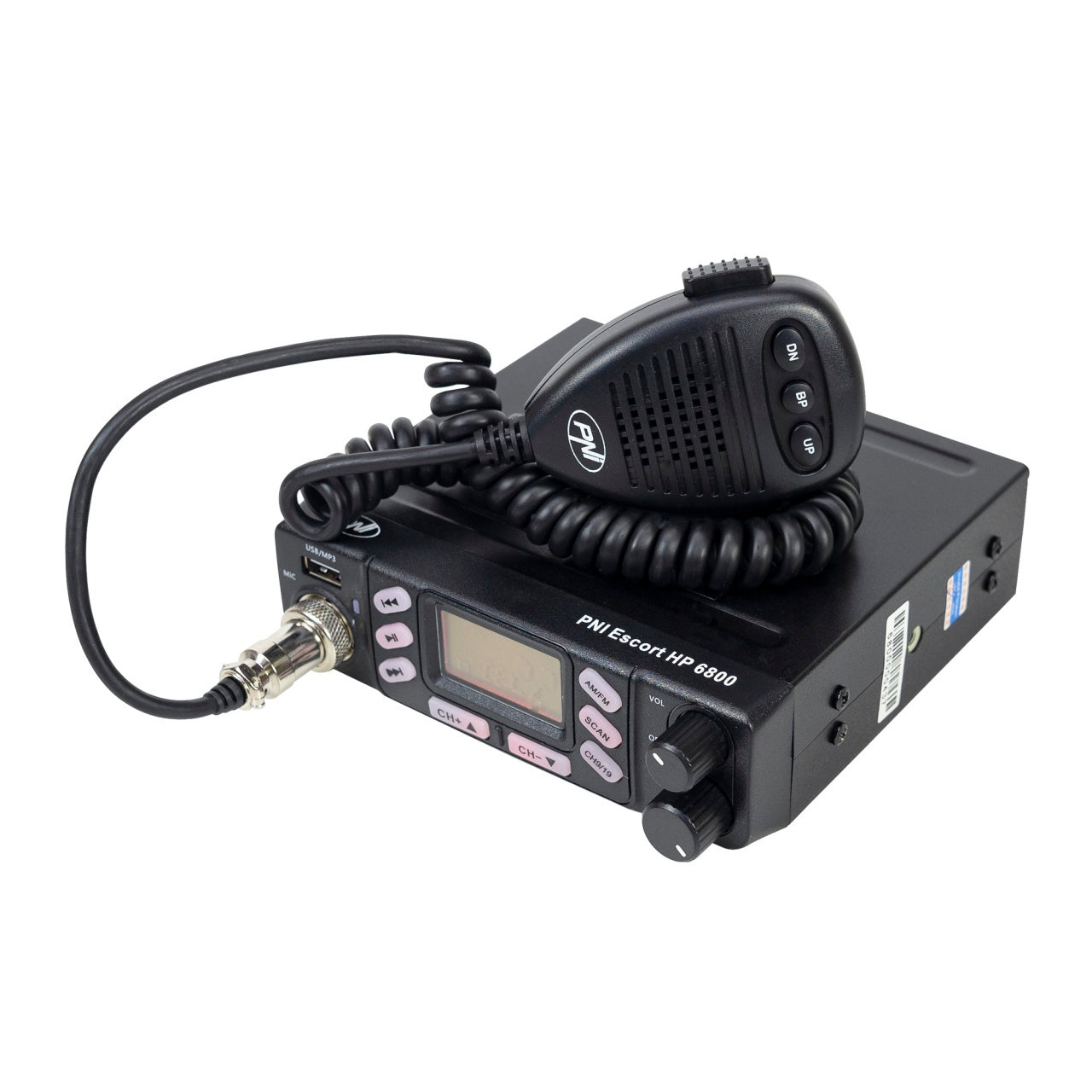 Pachet Statie radio CB PNI Escort HP 6800 ASQ, 12/24 V cu antena CB PNI ML70 cu magnet
