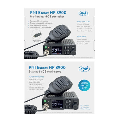 Pachet Statie radio CB PNI Escort HP 8900 ASQ, 12-24V + Antena CB PNI Extra 48 cu baza magnetica, alimentare 12V/24V, RF Gain, Roger Beep, CTCSS-DCS, Dual Watch