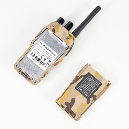 Pachet statii radio portabile PNI PMR R40 Camo 0.5W, 16 canale, ASQ, TOT, monitor, programabila, acumulatori Li-Ion 1200mAh, incarcatoare si casti incluse, set cu 4 buc
