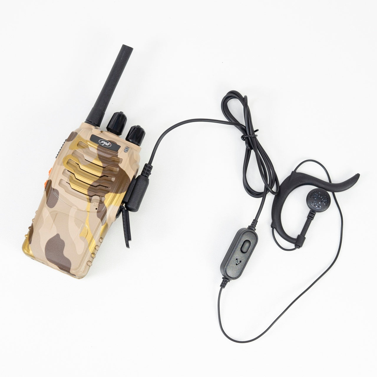 Pachet statii radio portabile PNI PMR R40 Camo 0.5W, 16 canale, ASQ, TOT, monitor, programabila, acumulatori Li-Ion 1200mAh, incarcatoare si casti incluse, set cu 4 buc