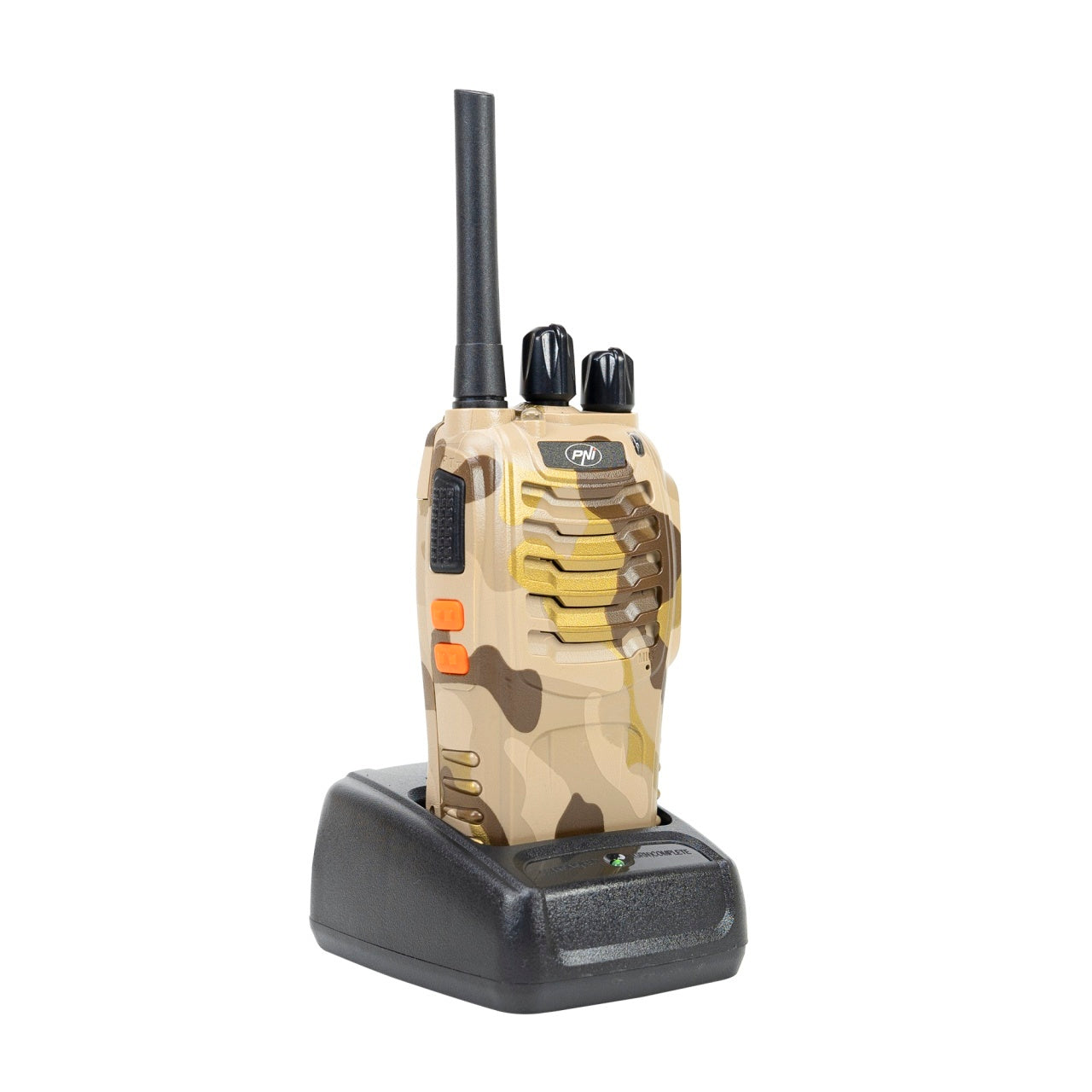 Pachet statii radio portabile PNI PMR R40 Camo 0.5W, 16 canale, ASQ, TOT, monitor, programabila, acumulatori Li-Ion 1200mAh, incarcatoare si casti incluse, set cu 4 buc
