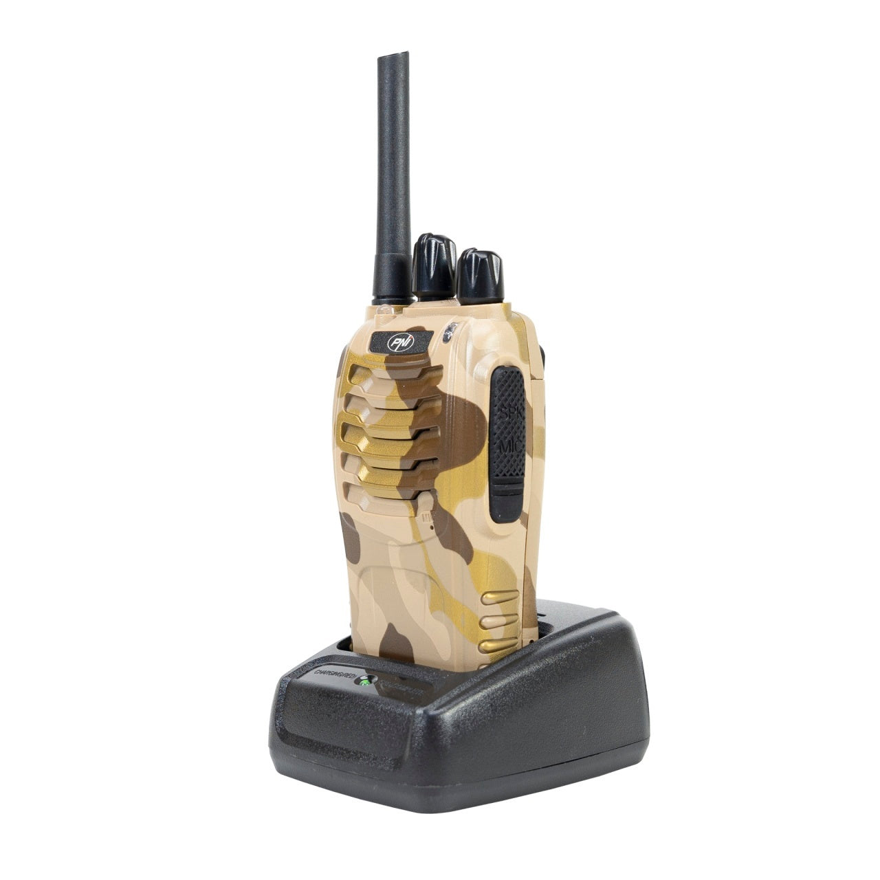 Pachet statii radio portabile PNI PMR R40 Camo 0.5W, 16 canale, ASQ, TOT, monitor, programabila, acumulatori Li-Ion 1200mAh, incarcatoare si casti incluse, set cu 4 buc
