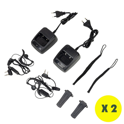 Pachet statii radio portabile PNI PMR R40 Camo 0.5W, 16 canale, ASQ, TOT, monitor, programabila, acumulatori Li-Ion 1200mAh, incarcatoare si casti incluse, set cu 4 buc