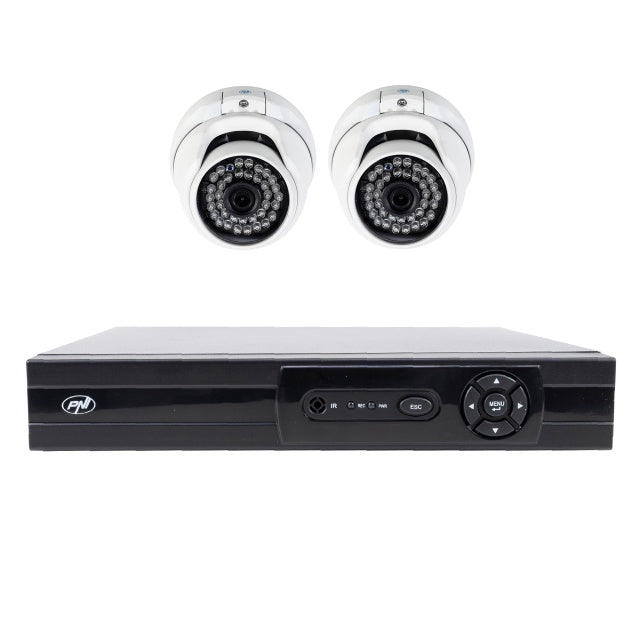 Pachet supraveghere video AHD PNI House AHD880, 8 canale, 5MP - DVR/NVR si 2 camere exterior AHD25, 5MP, dome, IP66