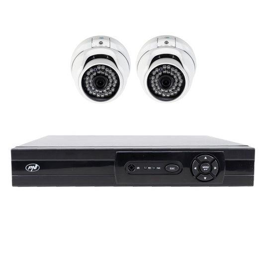 Pachet supraveghere video AHD PNI House AHD880, 8 canale, 5MP - DVR/NVR si 2 camere exterior AHD25, 5MP, dome, IP66