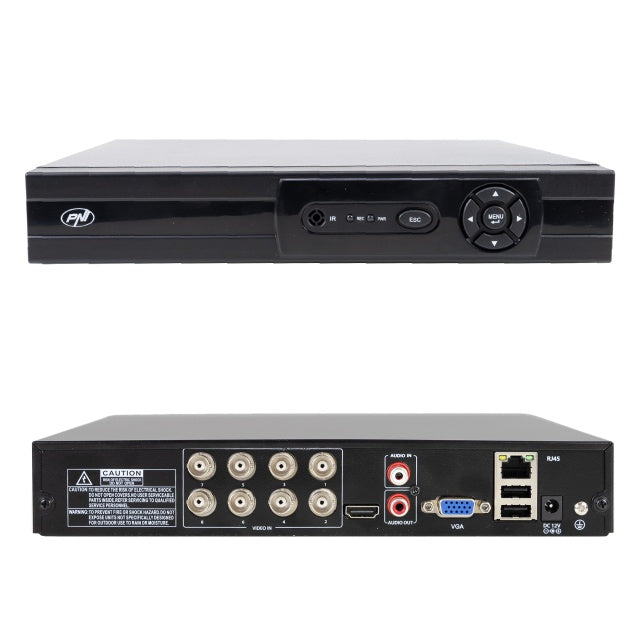 Pachet supraveghere video AHD PNI House AHD880, 8 canale, 5MP - DVR/NVR si 2 camere exterior AHD25, 5MP, dome, IP66