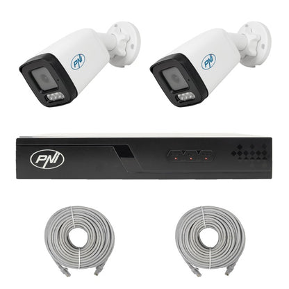 Pachet supraveghere video NVR POE PNI House IP710J, 2 camere PNI IP515J, 5MP si cabluri incluse