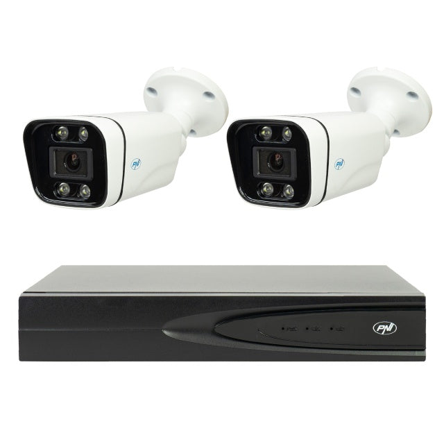 Pachet supraveghere video NVR POE PNI House IP810, 2 camere PNI IP8POE, 8MP si cabluri incluse